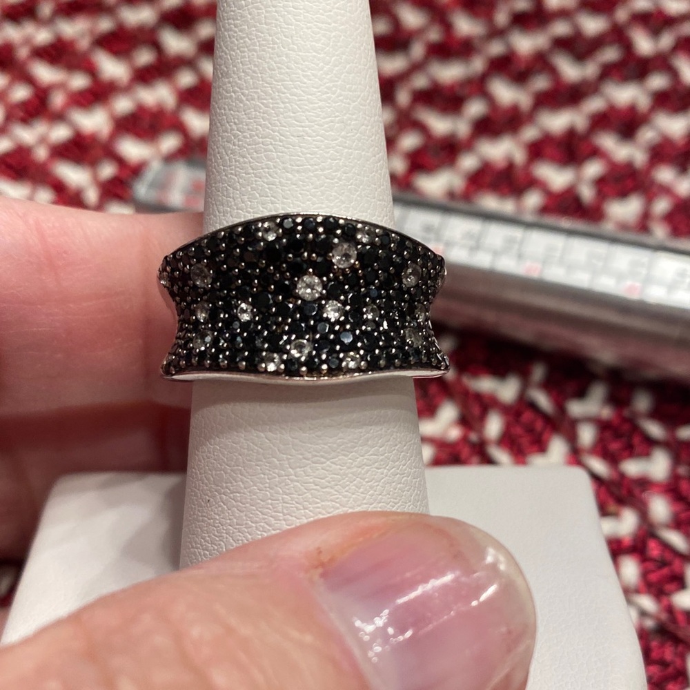 Sterling Silver Black Crystal Women's Ring